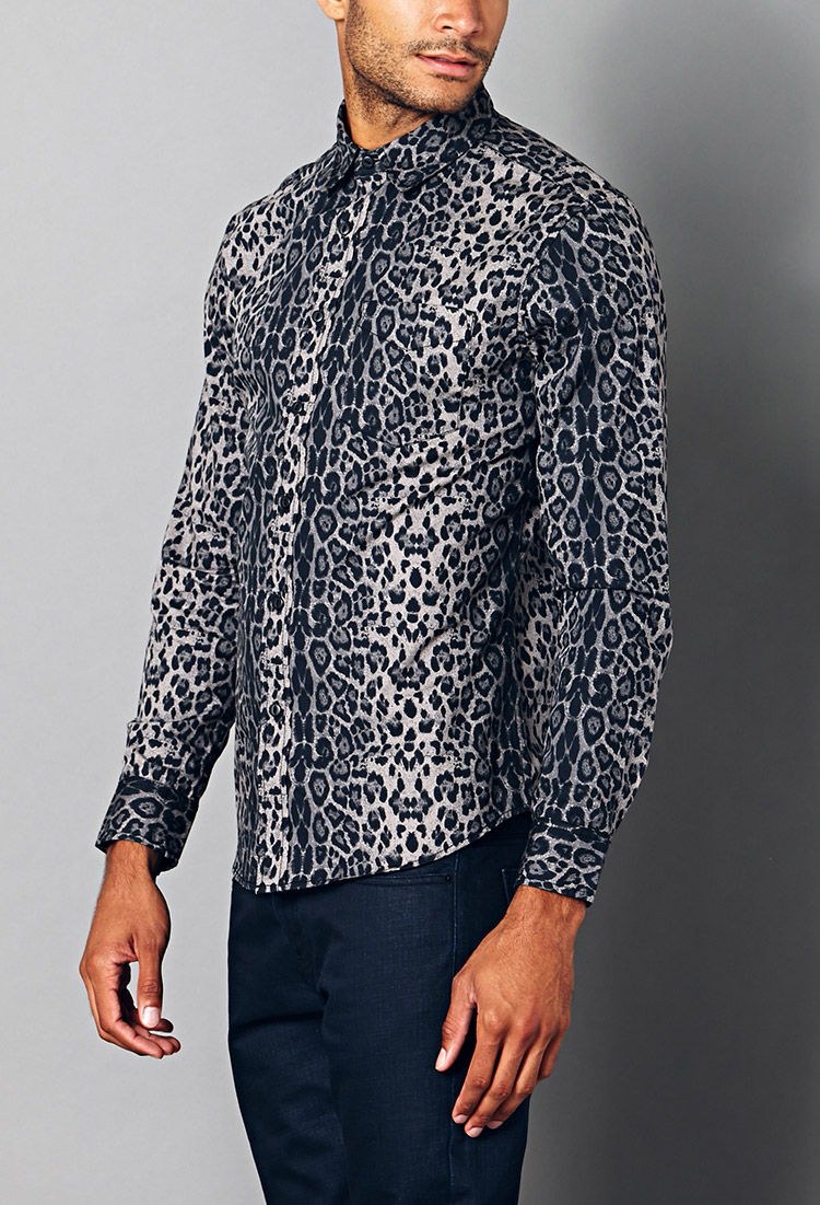 Forever 21 Slim Fit Leopard Print Shirt ...