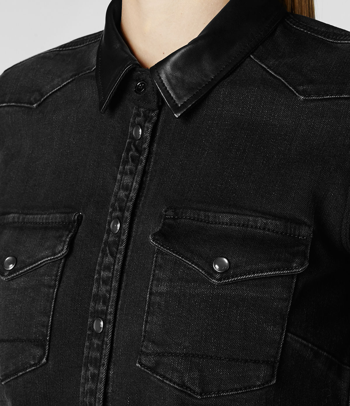 all saints black denim shirt