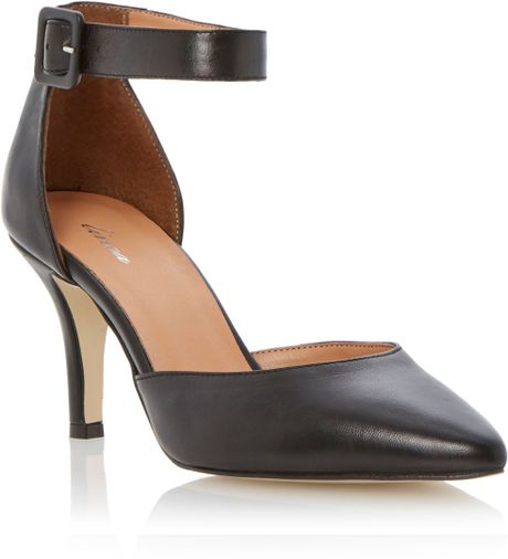 Linea Chalfont Two Part Ankle Strap Court Shoes in Black (Black Leather ...