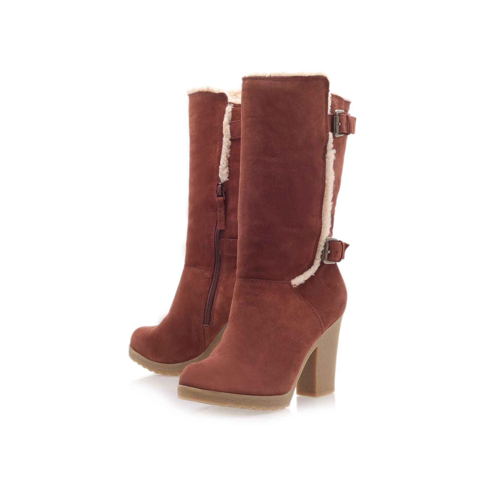 mid calf high heel boot