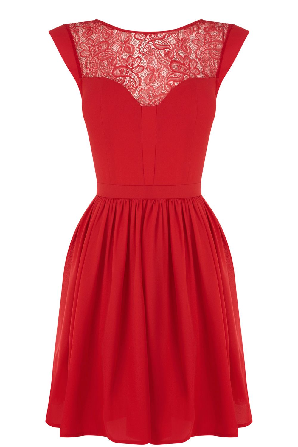 Oasis Abbey Lace Chiffon Skater Dres in Red | Lyst