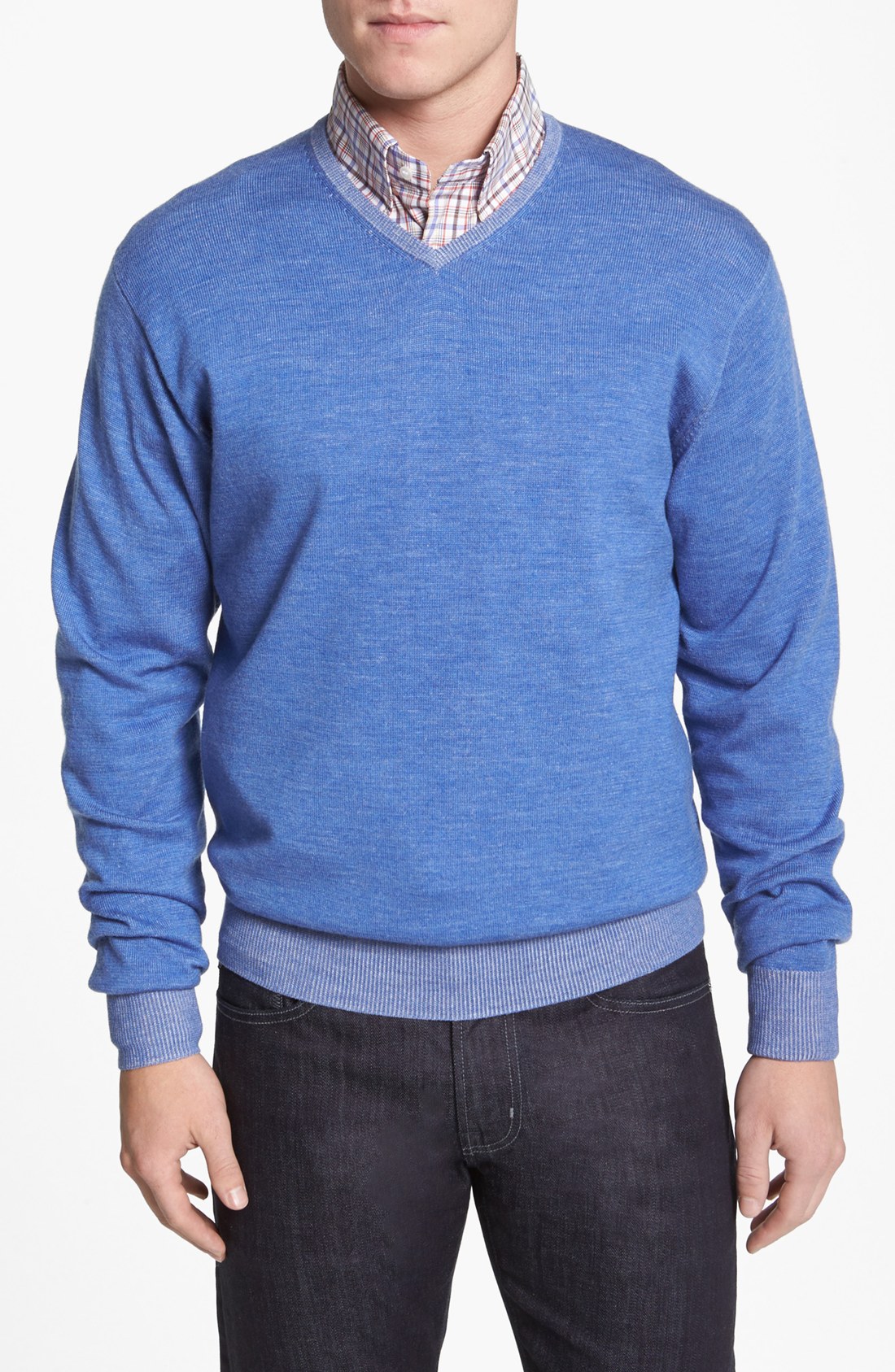 Peter Millar Merino Wool Vneck Sweater in Blue for Men (Marina Blue) | Lyst