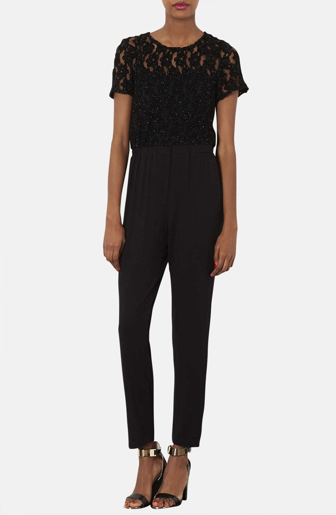 Glitter Lace Jumpsuit in Black Lyst