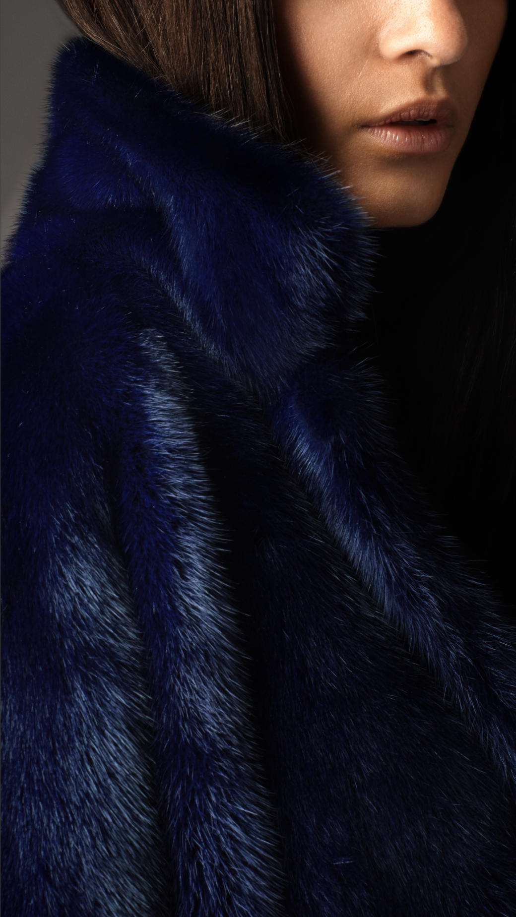 Burberry Structured Mink Coat in Navy (Blue) | Lyst