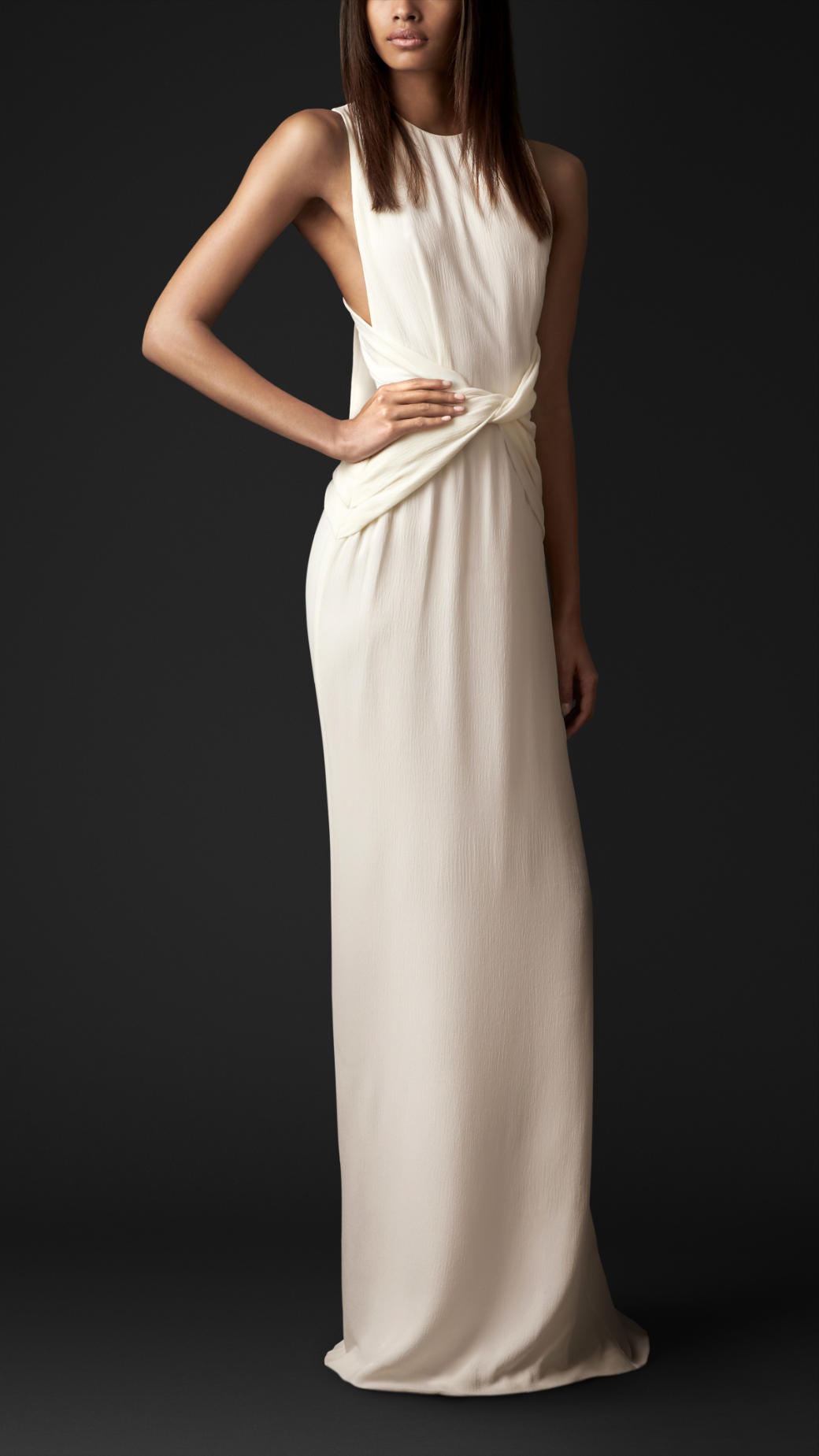Burberry Bow Back Silk Gown in White | Lyst
