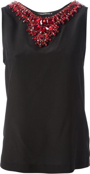 Dolce & Gabbana Embellished Top in Red (black) | Lyst