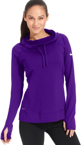 Nike Pro Hyperwarm Drifit Longsleeve Hoodie in Purple (Electro Purple ...