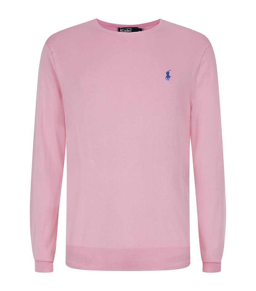 Polo Ralph Lauren Slim Fit Crewneck Sweater in Pink for Men | Lyst