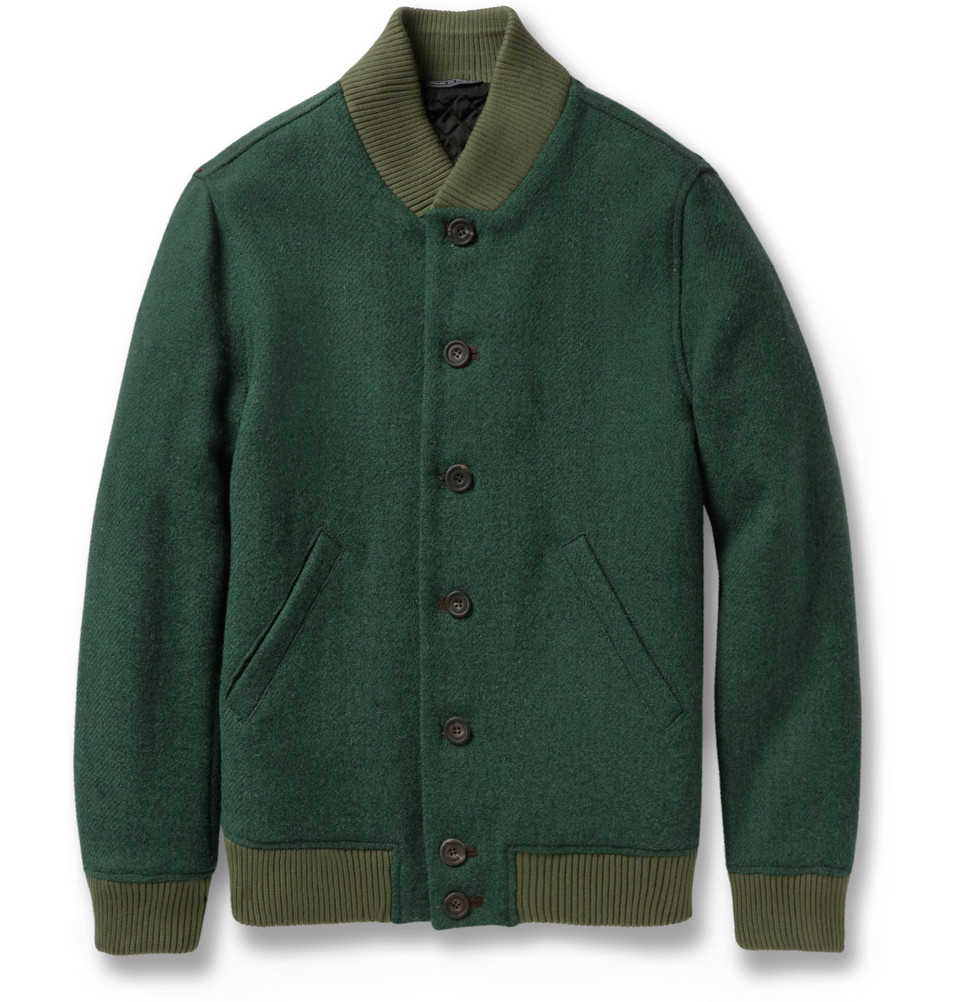 Richard James Quilted Harris Tweed Bomber Jacket in Green for Men Lyst
