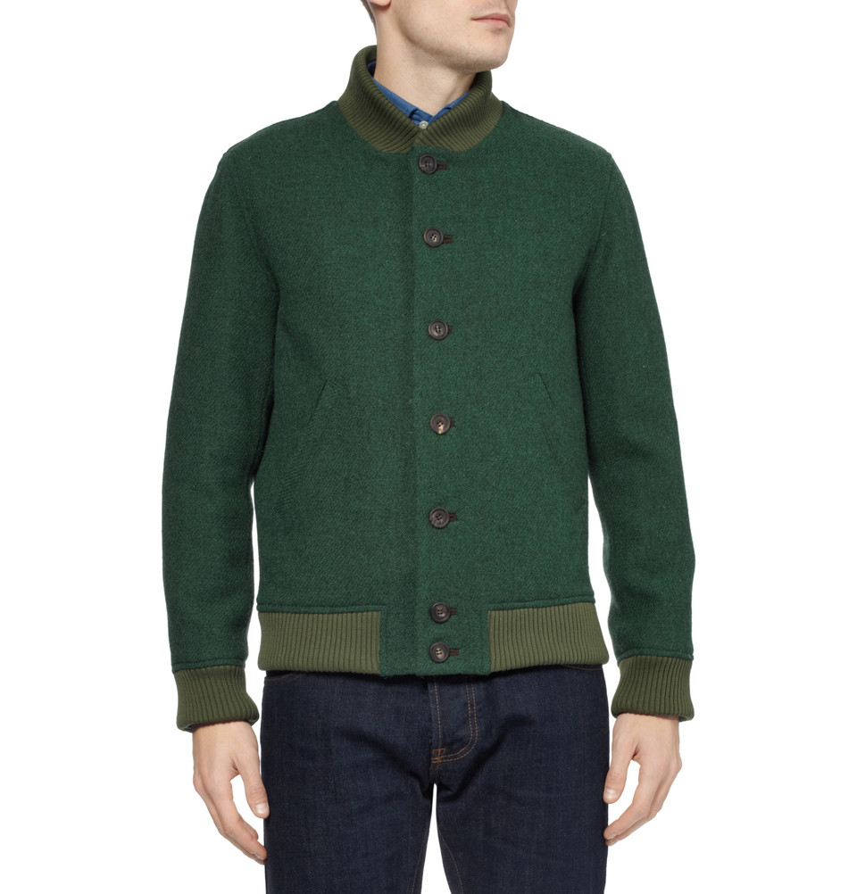 Richard James Quilted Harris Tweed Bomber Jacket in Green for Men - Lyst