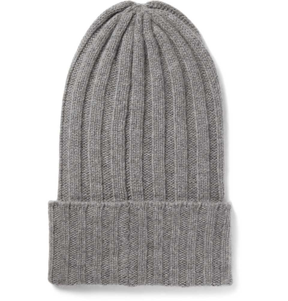 The Elder Statesman Bunny Echo Ribbed Cashmere Beanie Hat in Gray for ...