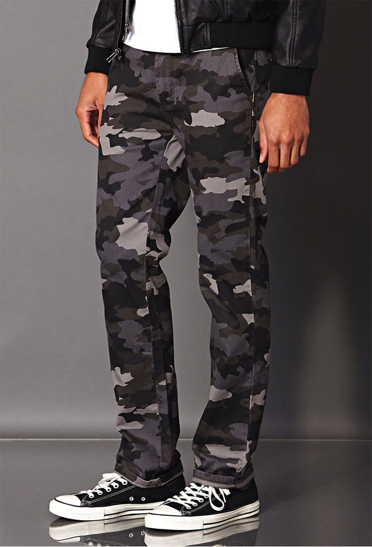 mens black camo trousers