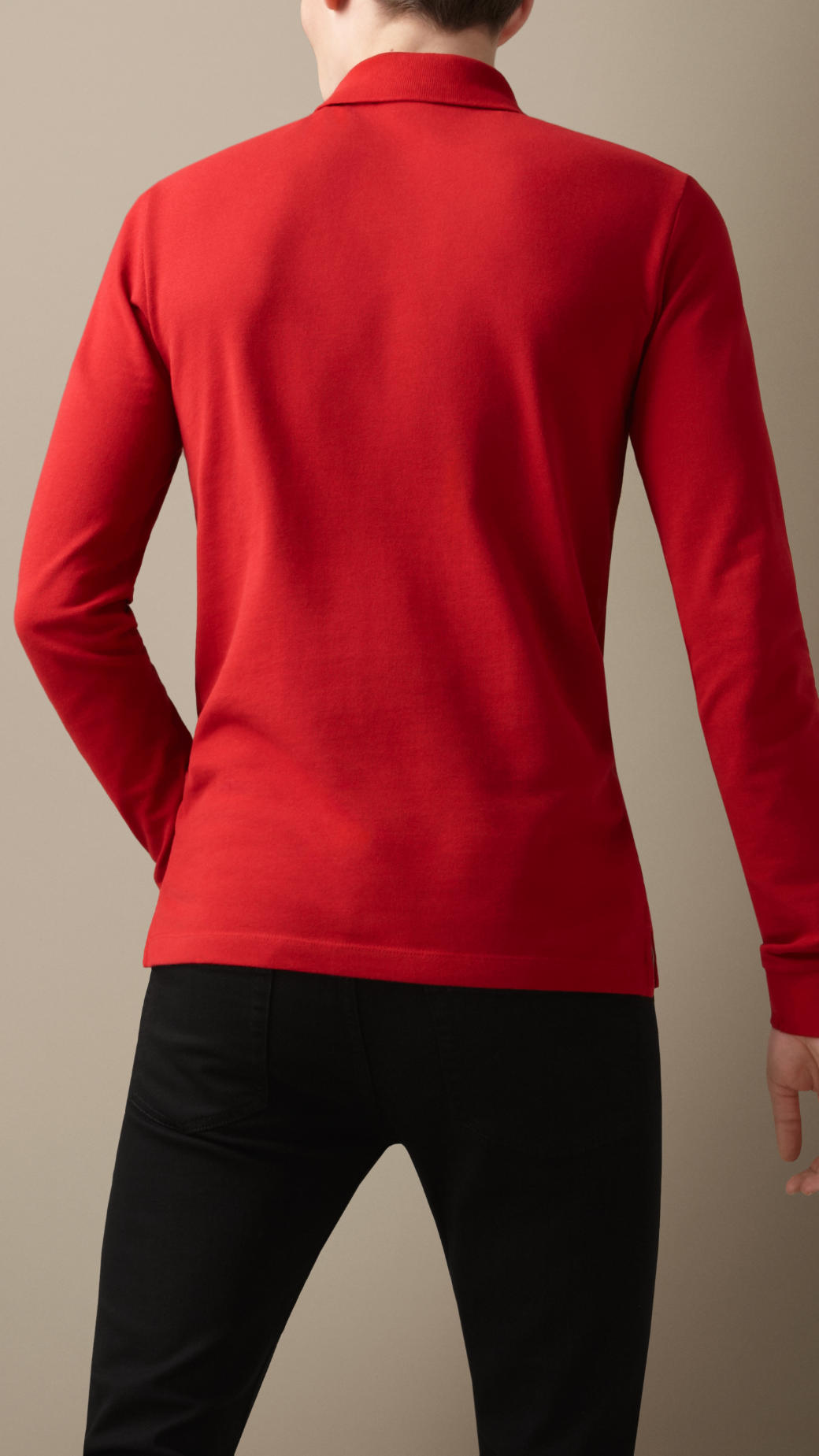 Burberry Cotton Long Sleeve Polo Shirt in Military Red (Red) for Men | Lyst