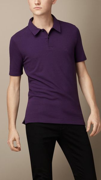 Burberry Cotton Jersey Polo Shirt in Purple for Men (regency purple) | Lyst