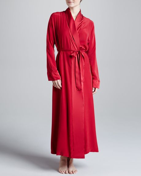 Donna Karan New York Glamour Silk Long Robe Cardinal in Red (CARDINAL ...