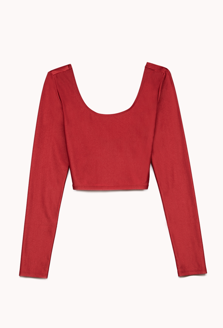 Lyst - Forever 21 High-Shine Crop Top in Red