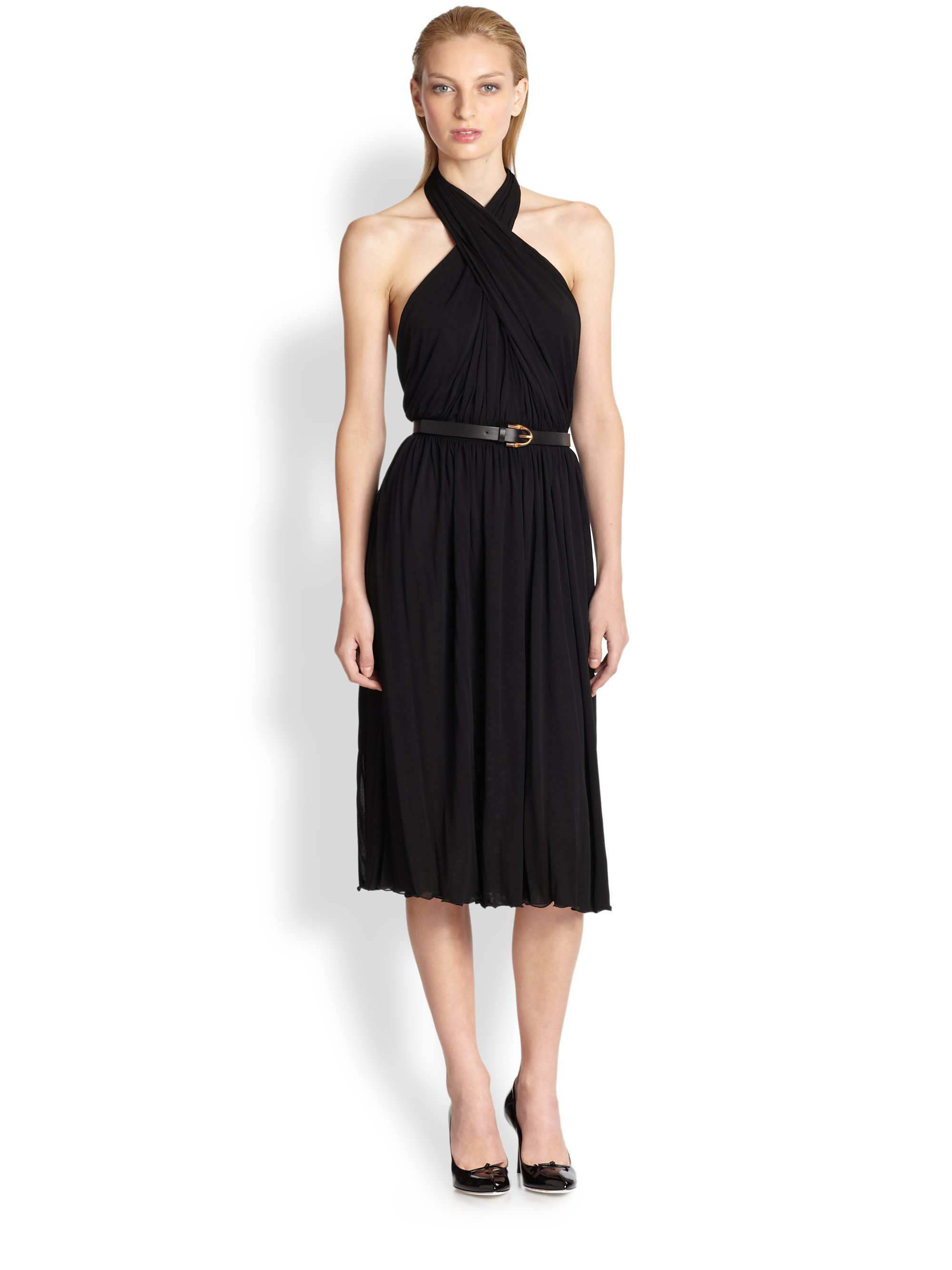 Lyst Gucci Jersey Criss Cross Dress In Black Gallery