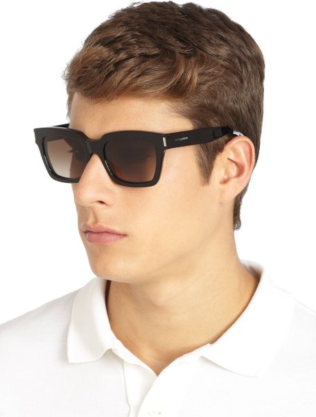 Saint Laurent Thick Square Acetate Sunglasses in Black for Men | Lyst