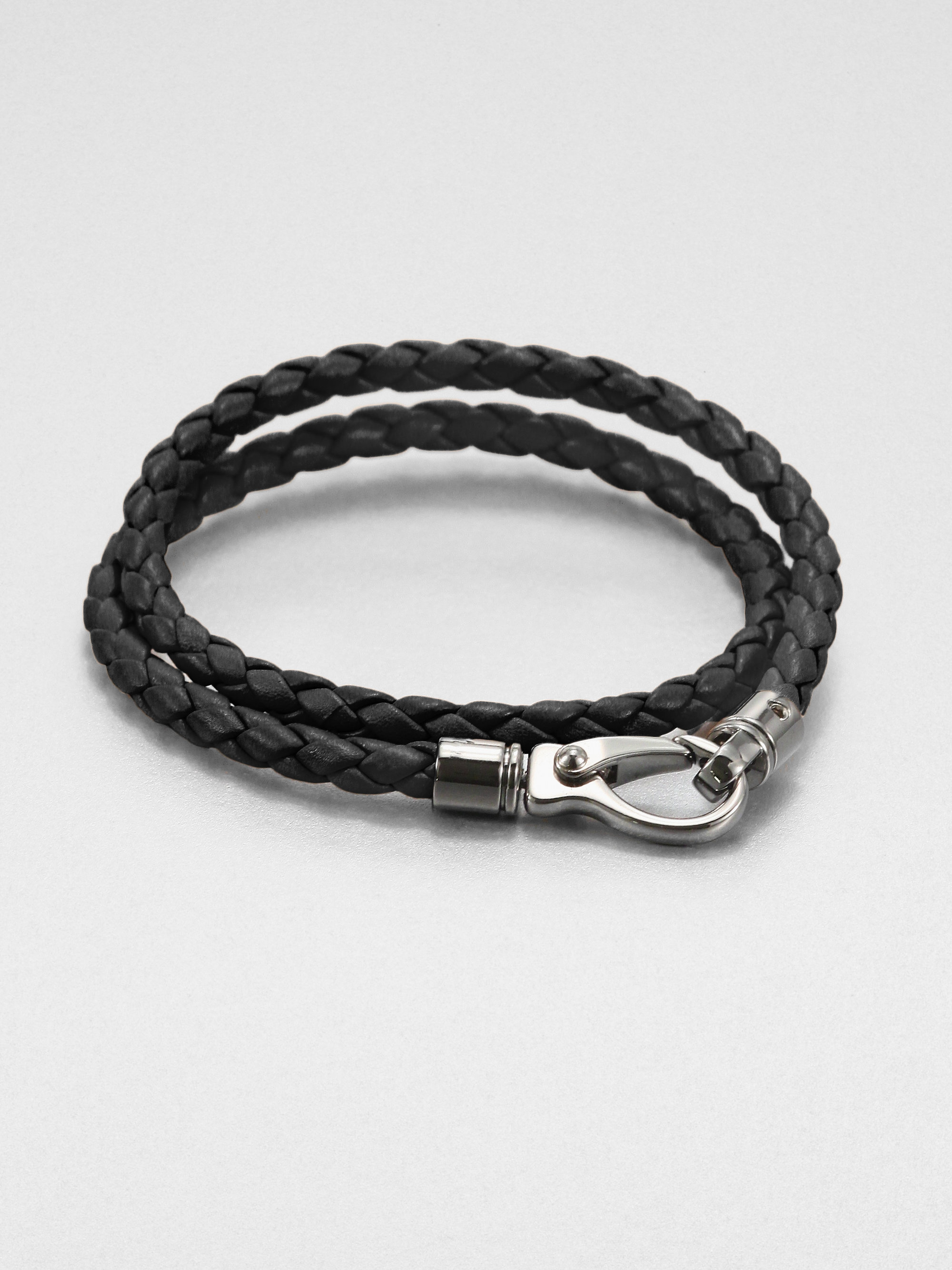 Lyst Tod S Leather Double Wrap Bracelet In Black For Men Gallery
