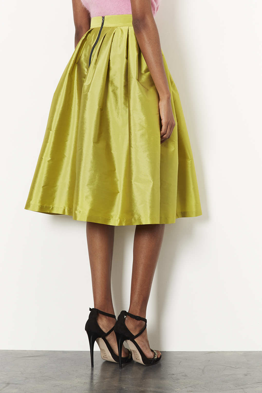 taffeta midi skirt