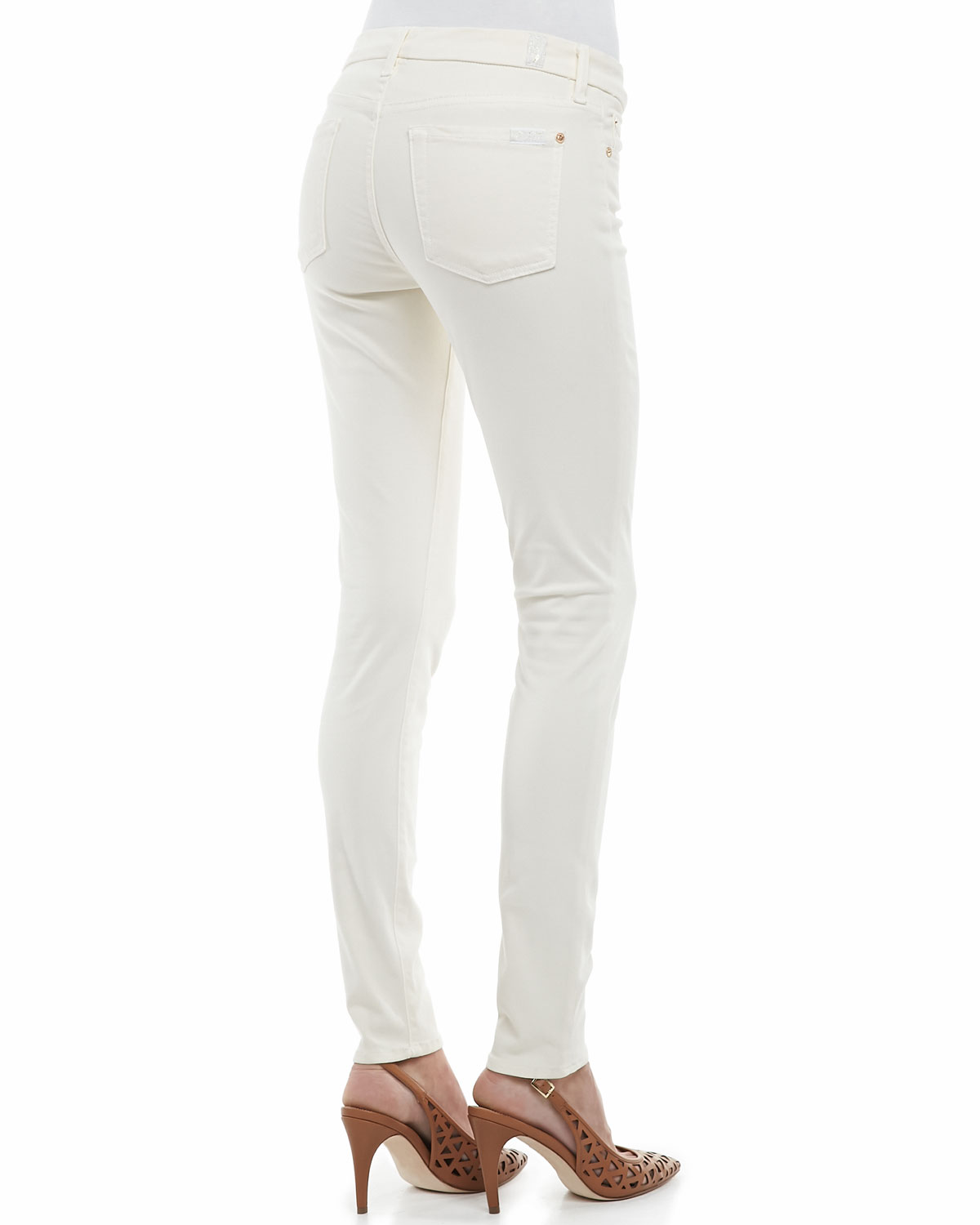 white satin skinny pants