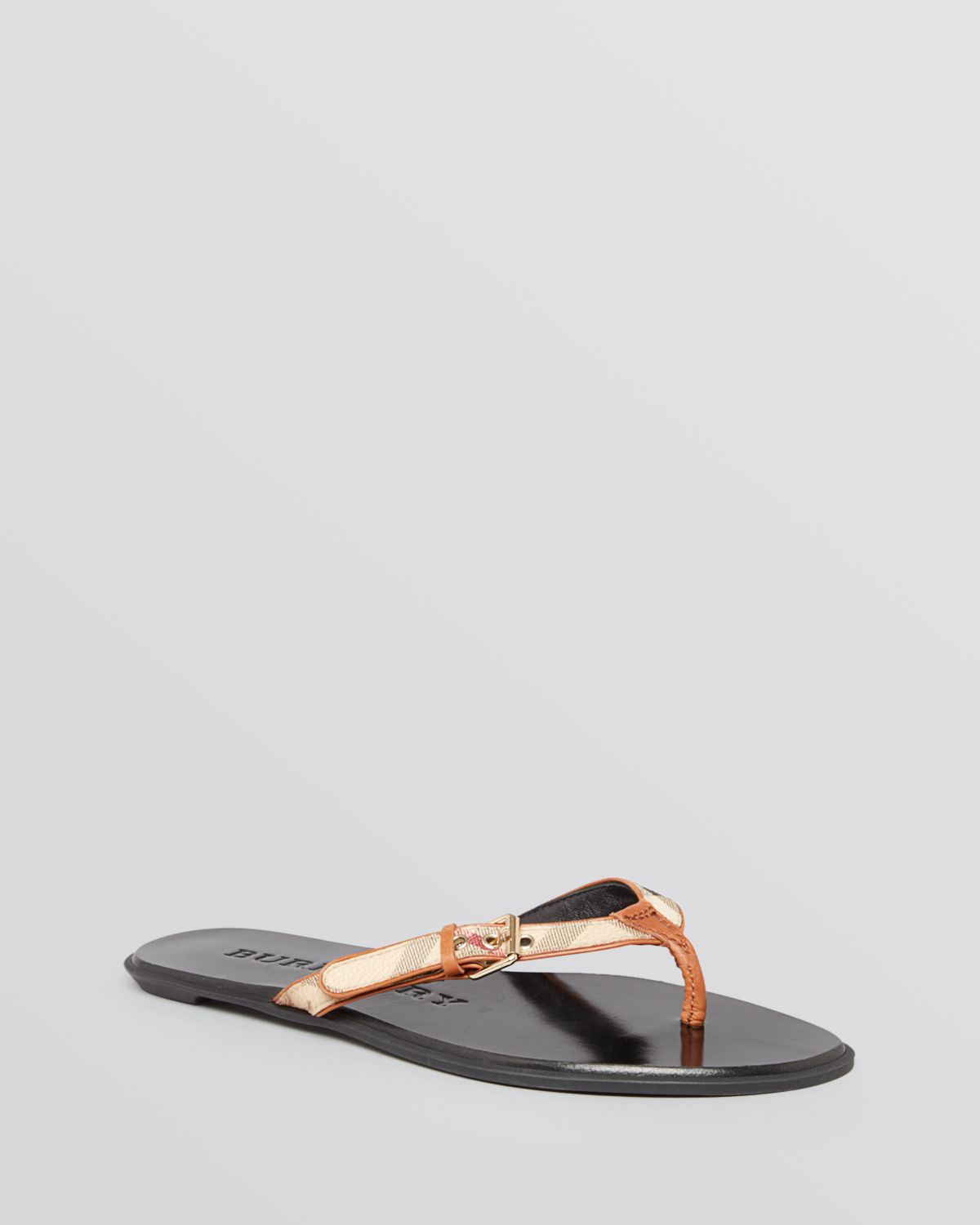 Summer Essentials: Burberry Parsons Check Thong Sandals in Size 37