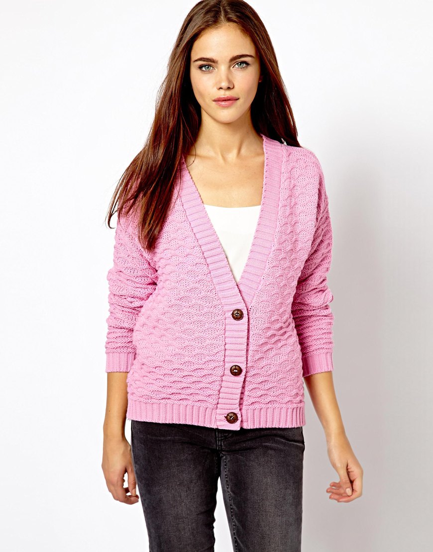 Glamorous Waffle Knit Boxy Cardigan in Pink Lyst