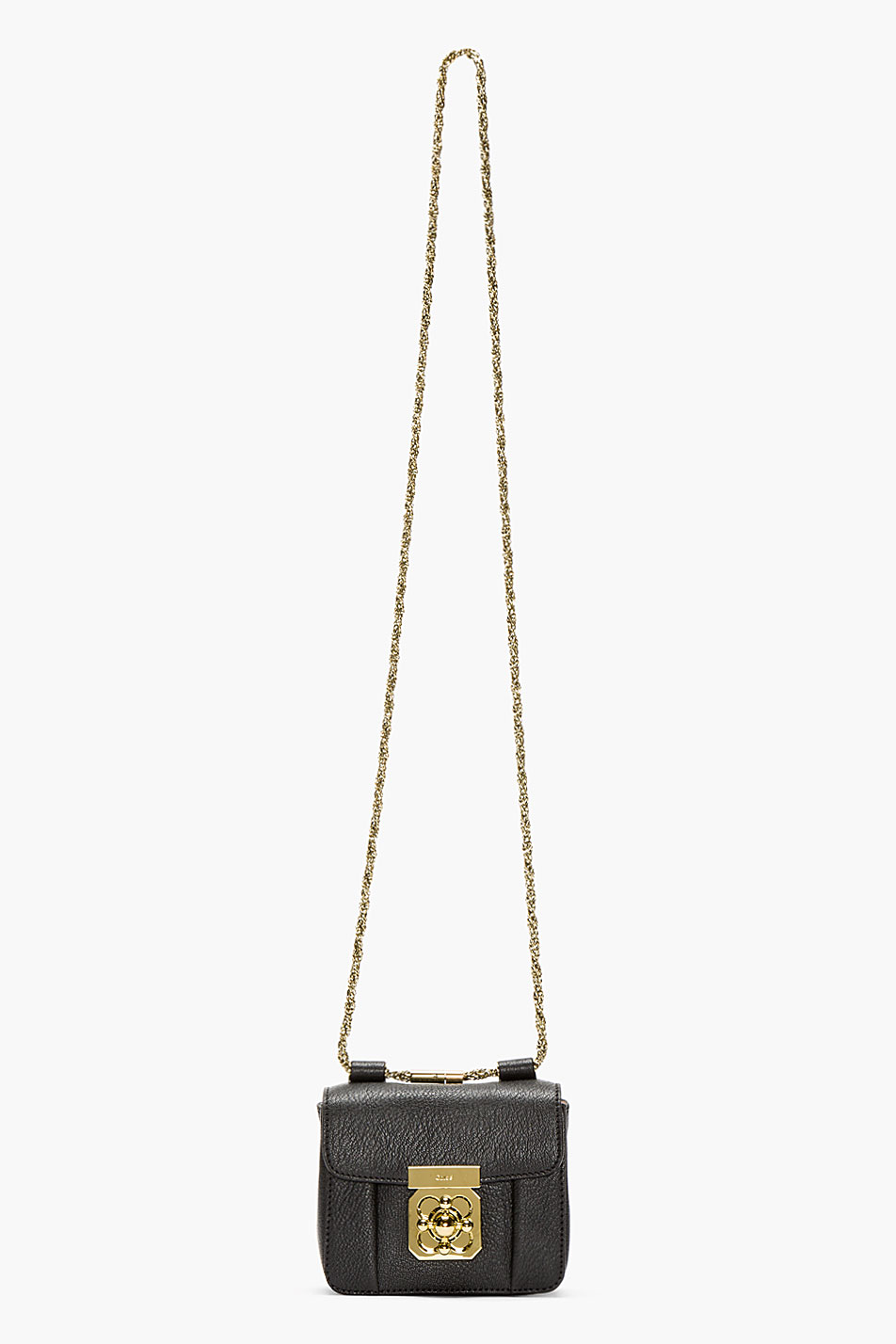 Chlo Black Grained Leather Mini Elsie Bag in Gray (black) | Lyst  
