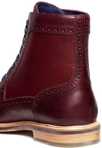 Cole Haan Cooper Perforated Wingtip Boots in Red for Men | Lyst