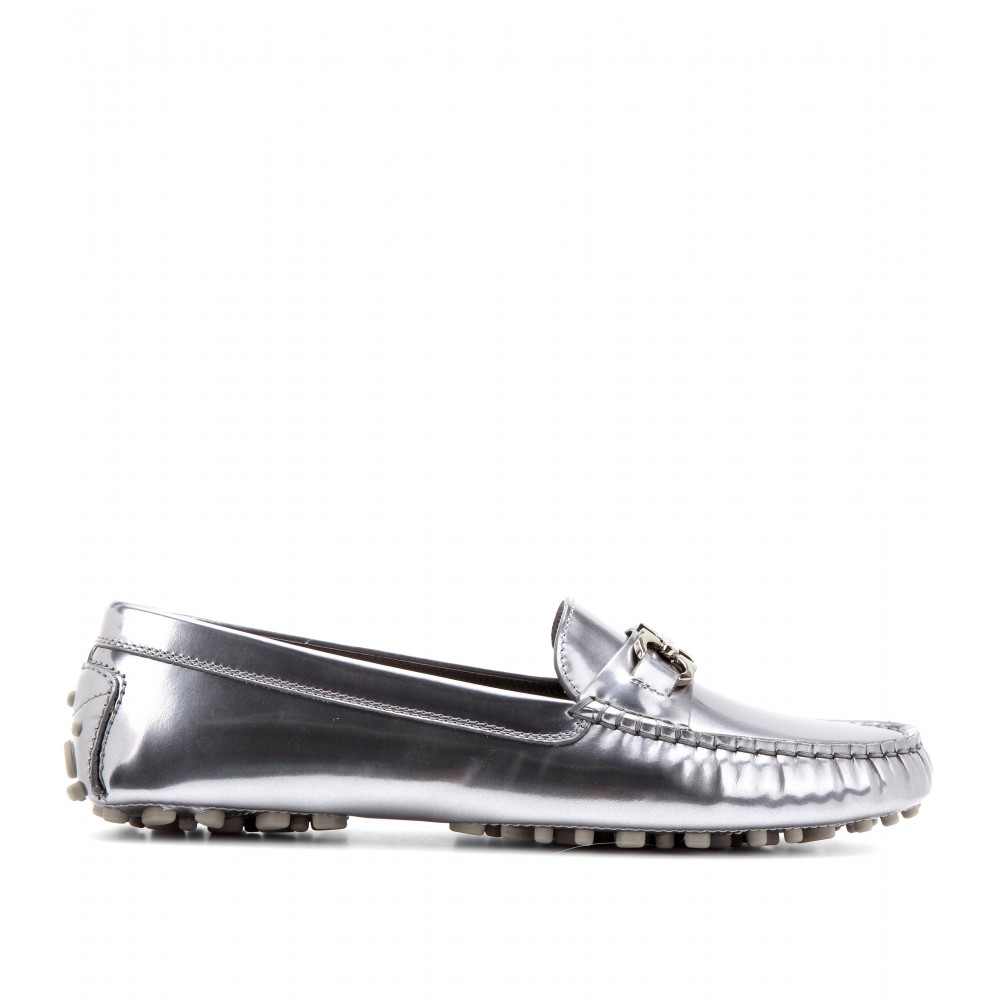 Ferragamo Saba Metallic Leather Loafers Lyst