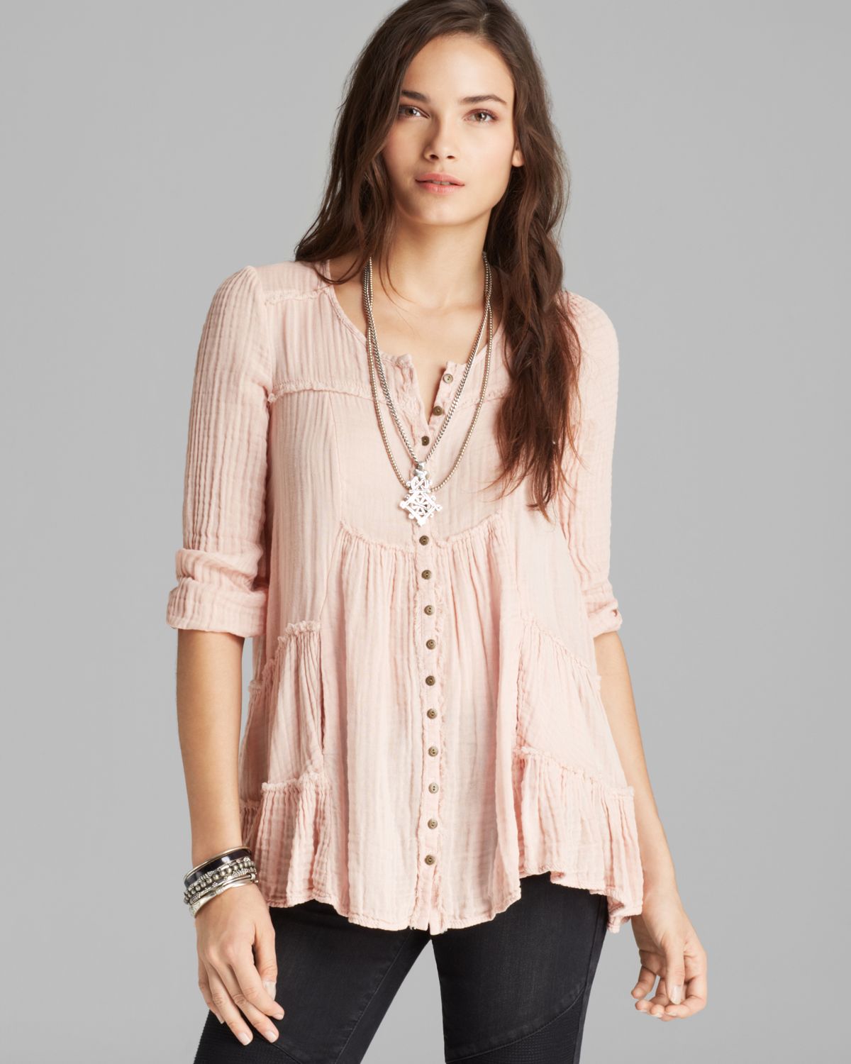 Lyst - Free People Tunic Yummy Dobby Whistle While You Work in Pink