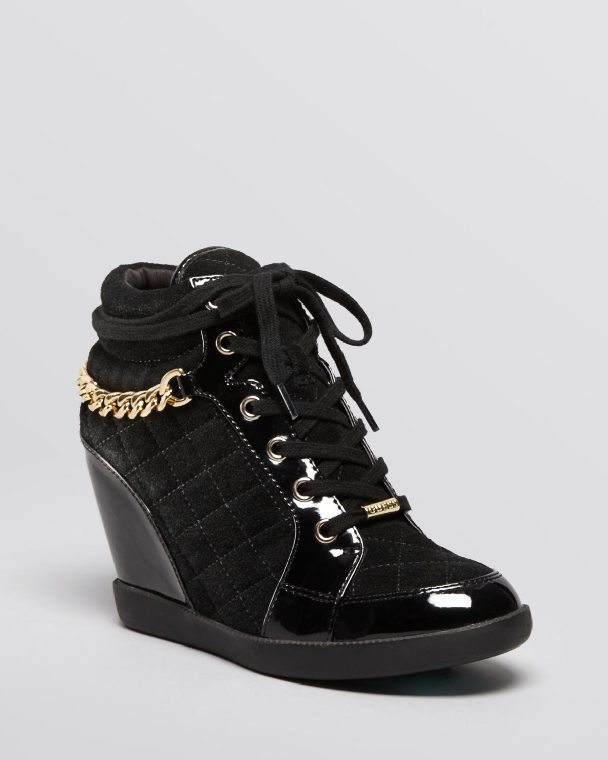 Guess Lace Up High Top Sneakers Hevin Chain in Black - Lyst