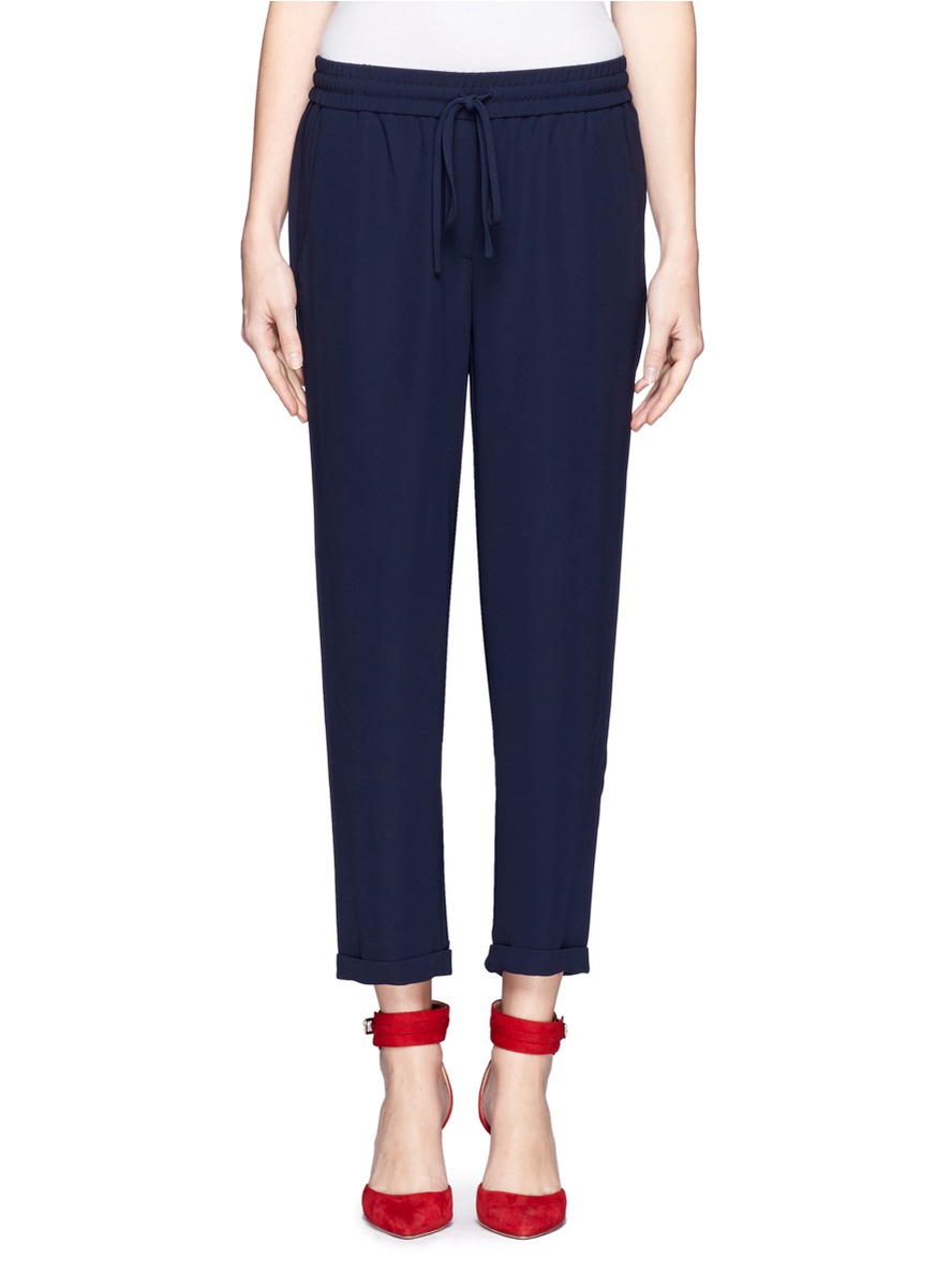 Lyst J.Crew Matte Crepe Drawstring Pants in Blue