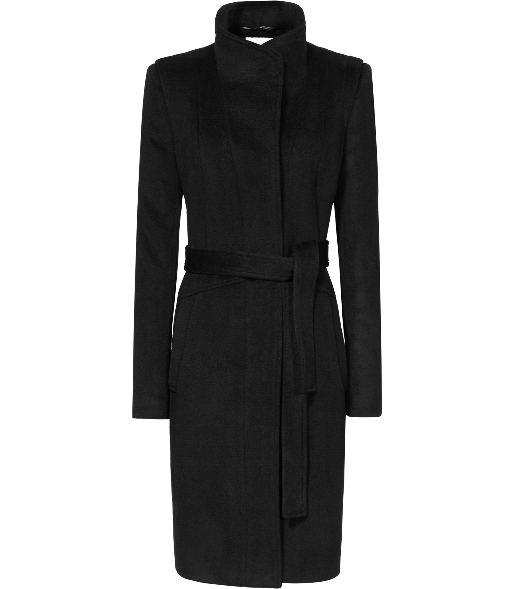Reiss Evia Longline Belted Coat in Black Lyst