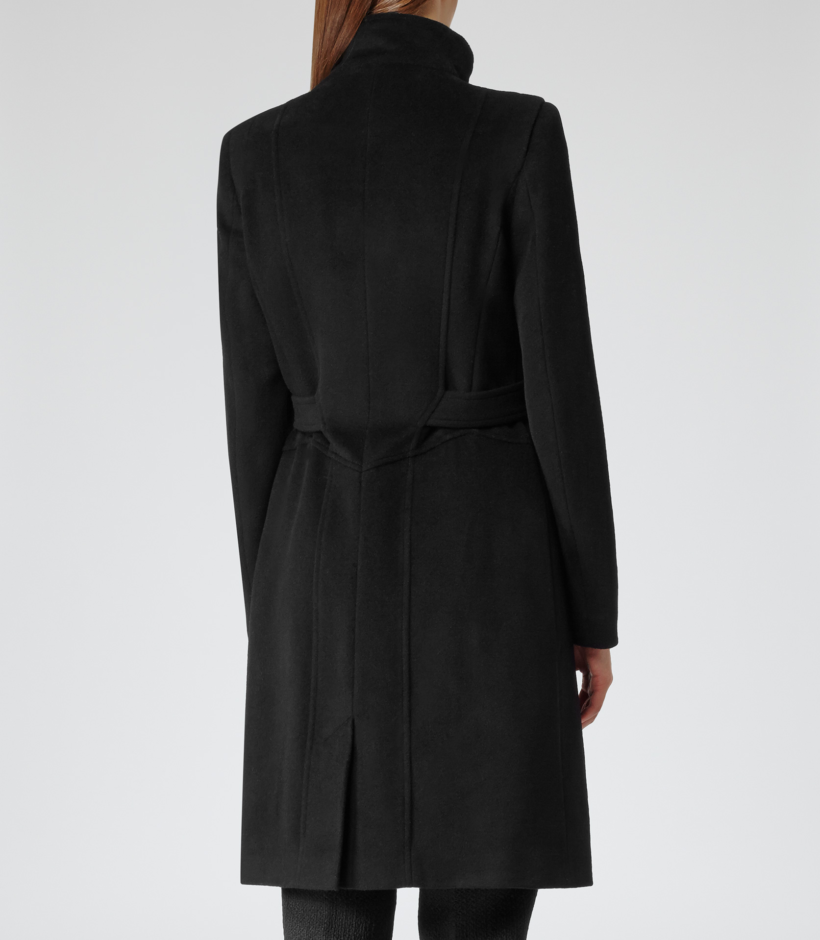 Reiss Evia Longline Belted Coat in Black - Lyst
