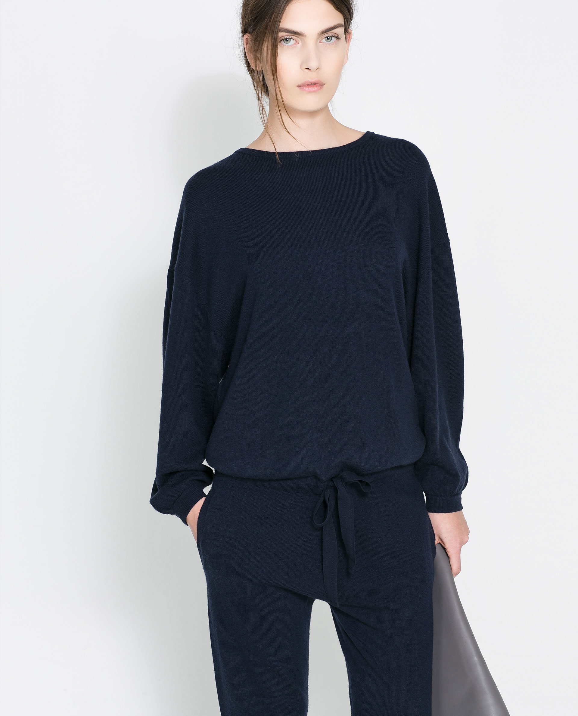Zara Knitted Jumpsuit in Blue | Lyst