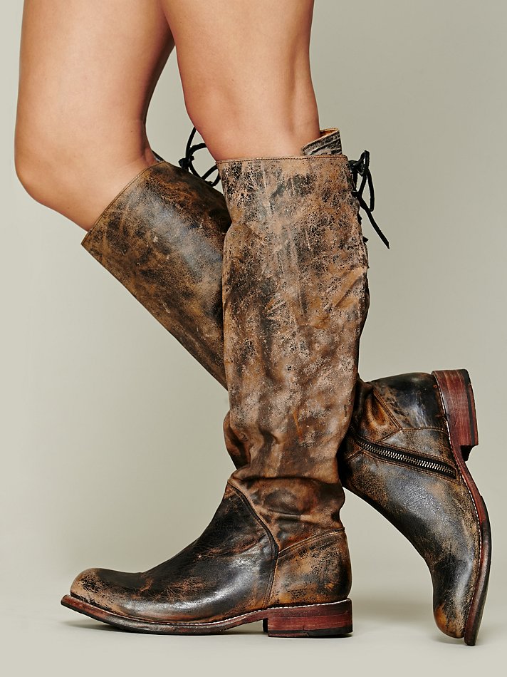 tall tan leather boots with heel