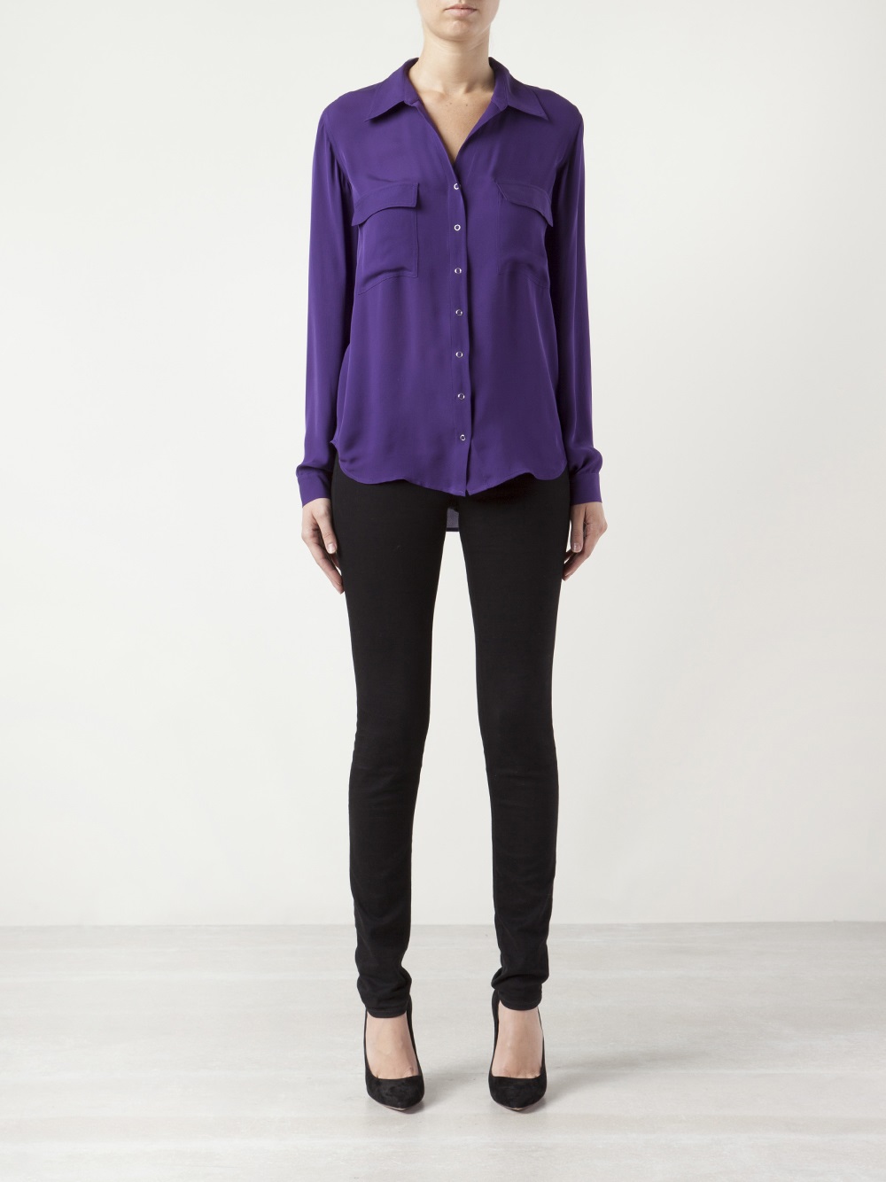 L'Agence Button Down Shirt in Pink & Purple (Purple) Lyst