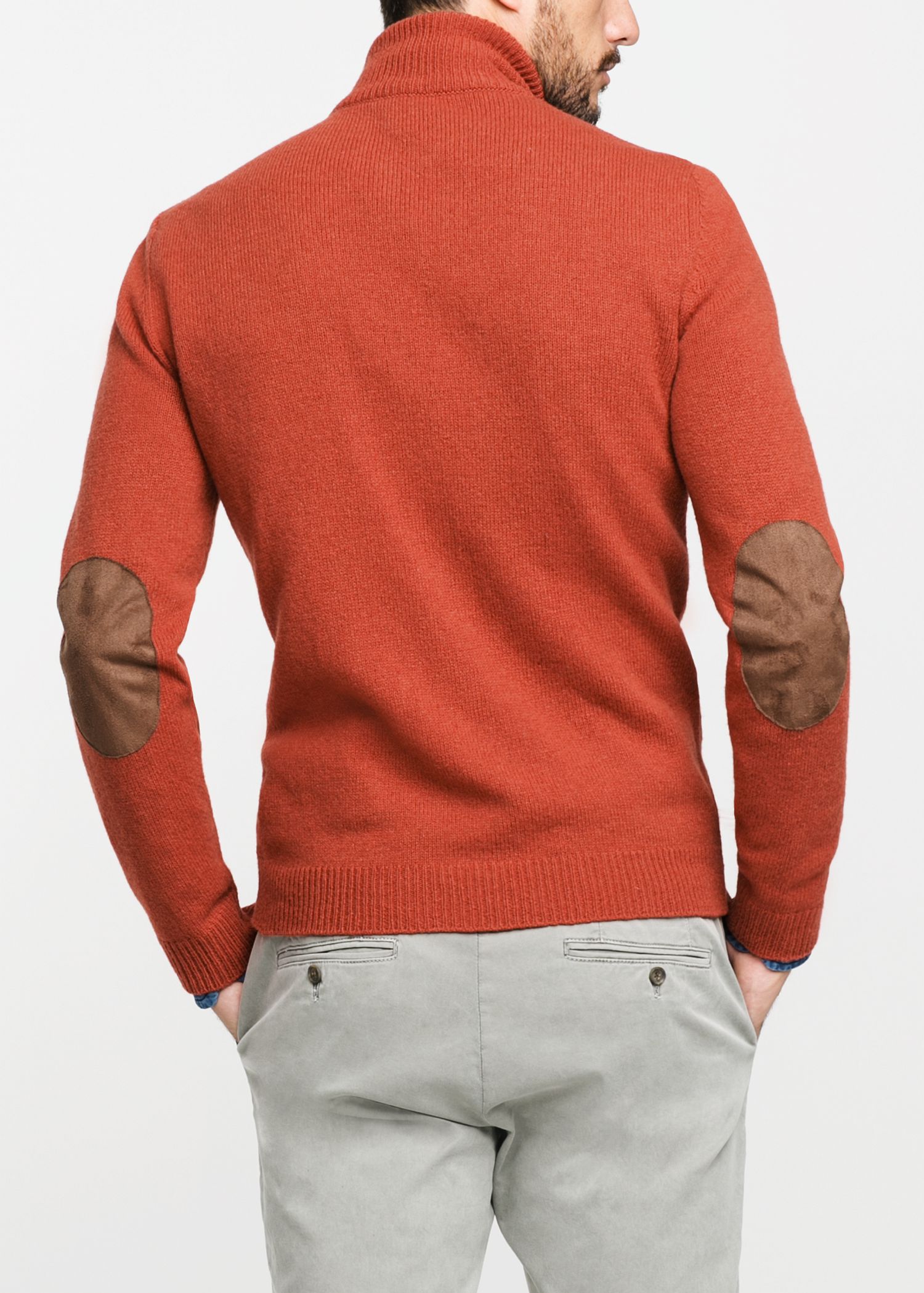 Mango Suede Elbow Patch Woolblend Sweater in Orange for Men | Lyst