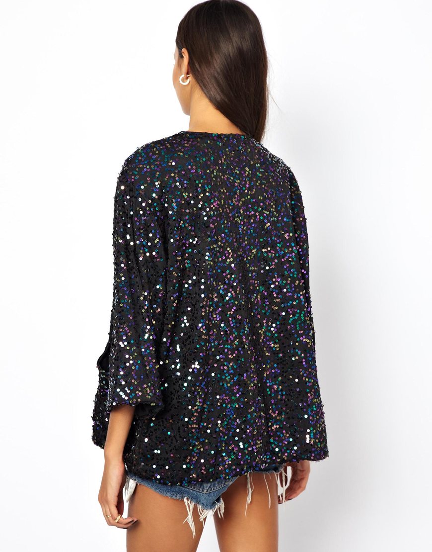 long sequin kimono jacket