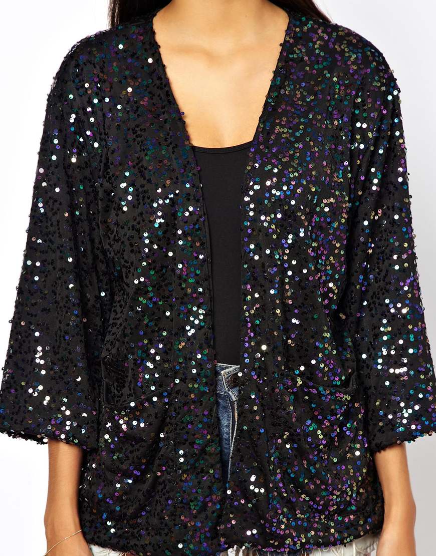 ASOS Motel Sequin Kimono Jacket in Black Lyst