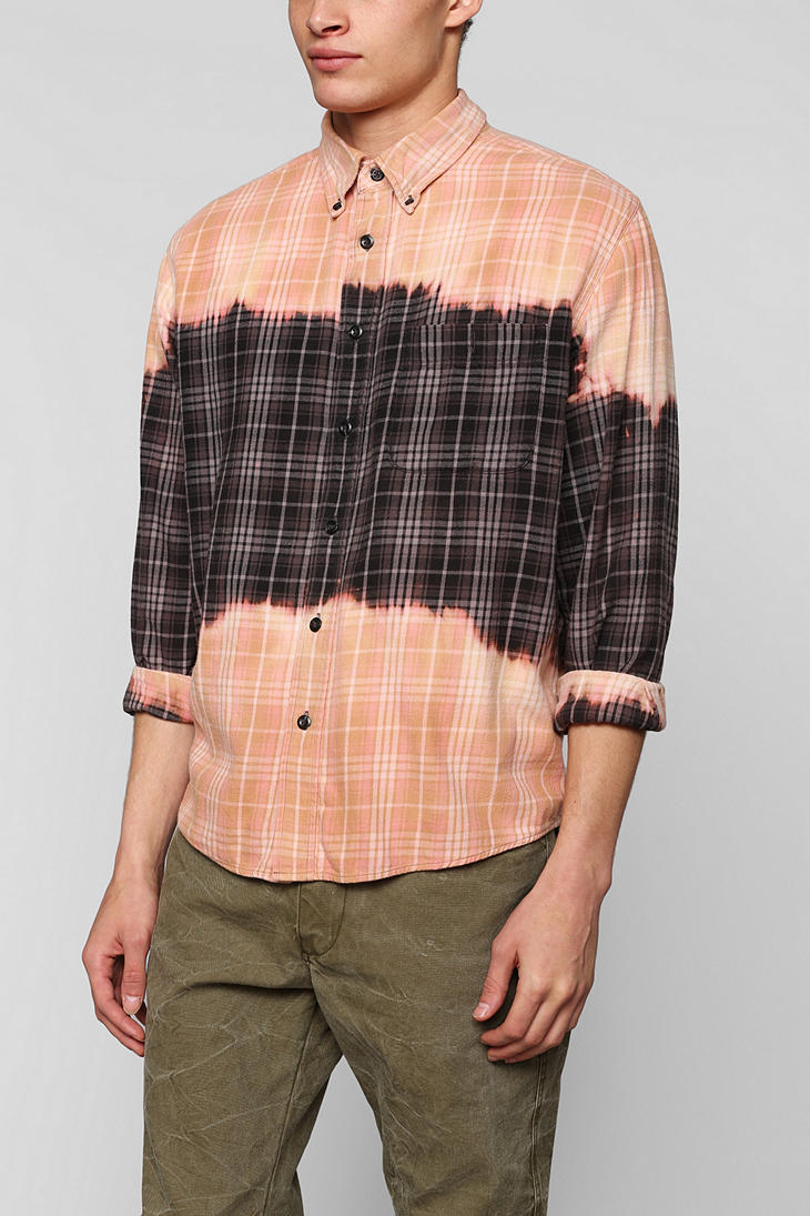 Urban Outfitters Urban Renewal Bleach Dipped Flannel Shirt for Men | Lyst