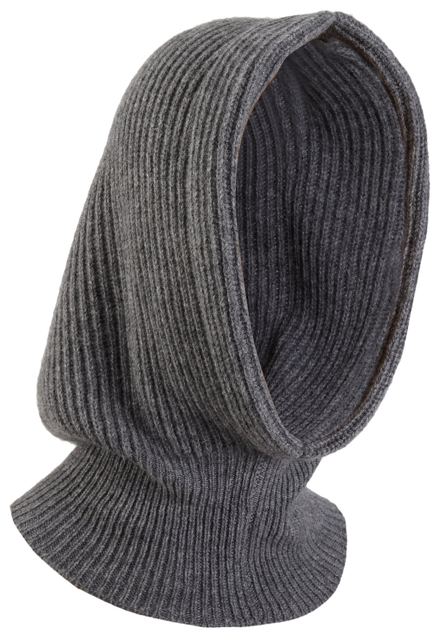Barneys new york Ribbed Knit Hood in Gray | Lyst