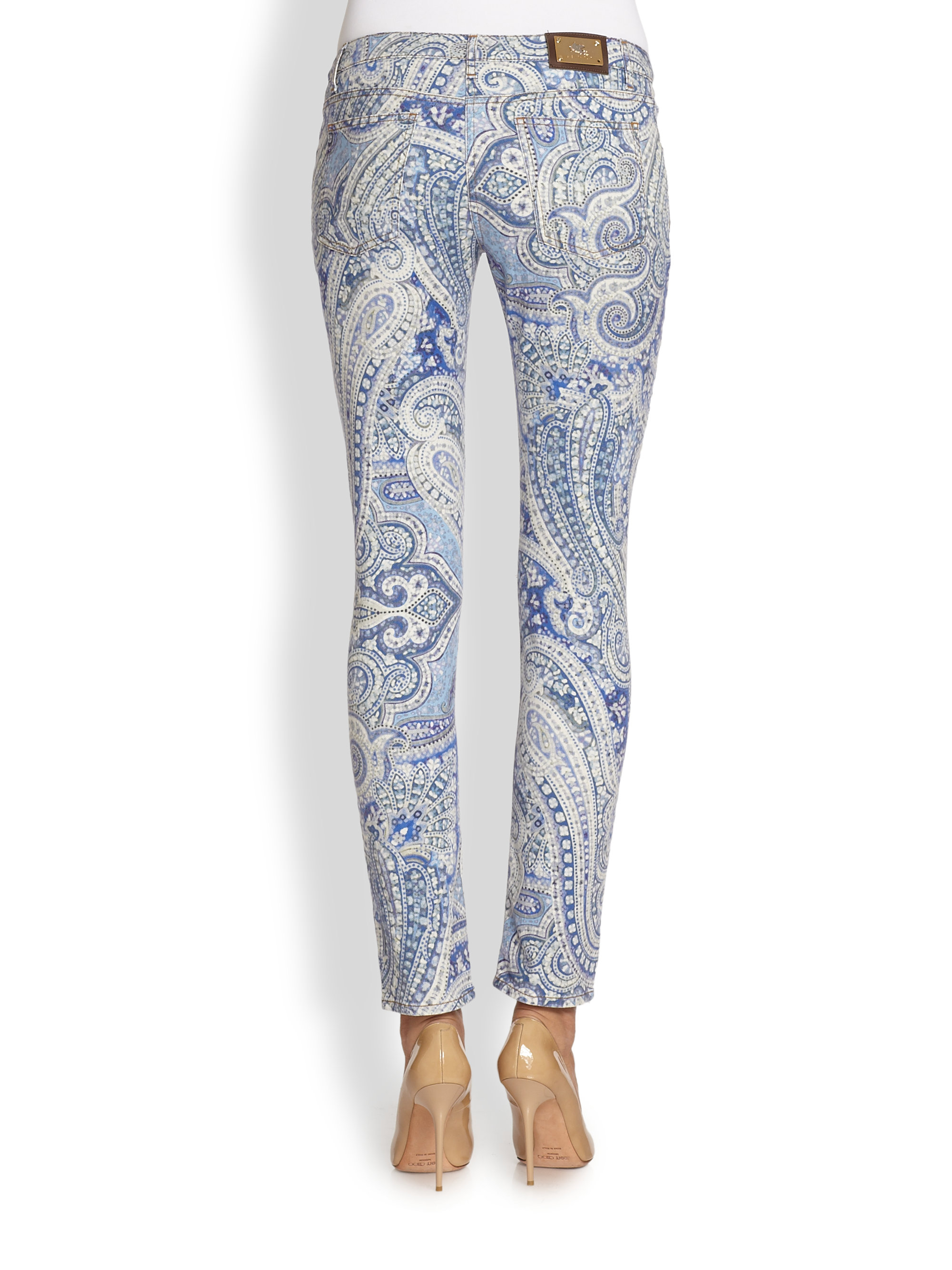 Lyst - Etro Paisley Skinny Jeans in Blue
