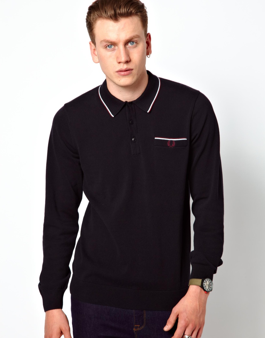 fred perry knitted polo long sleeve,therugbycatalog.com