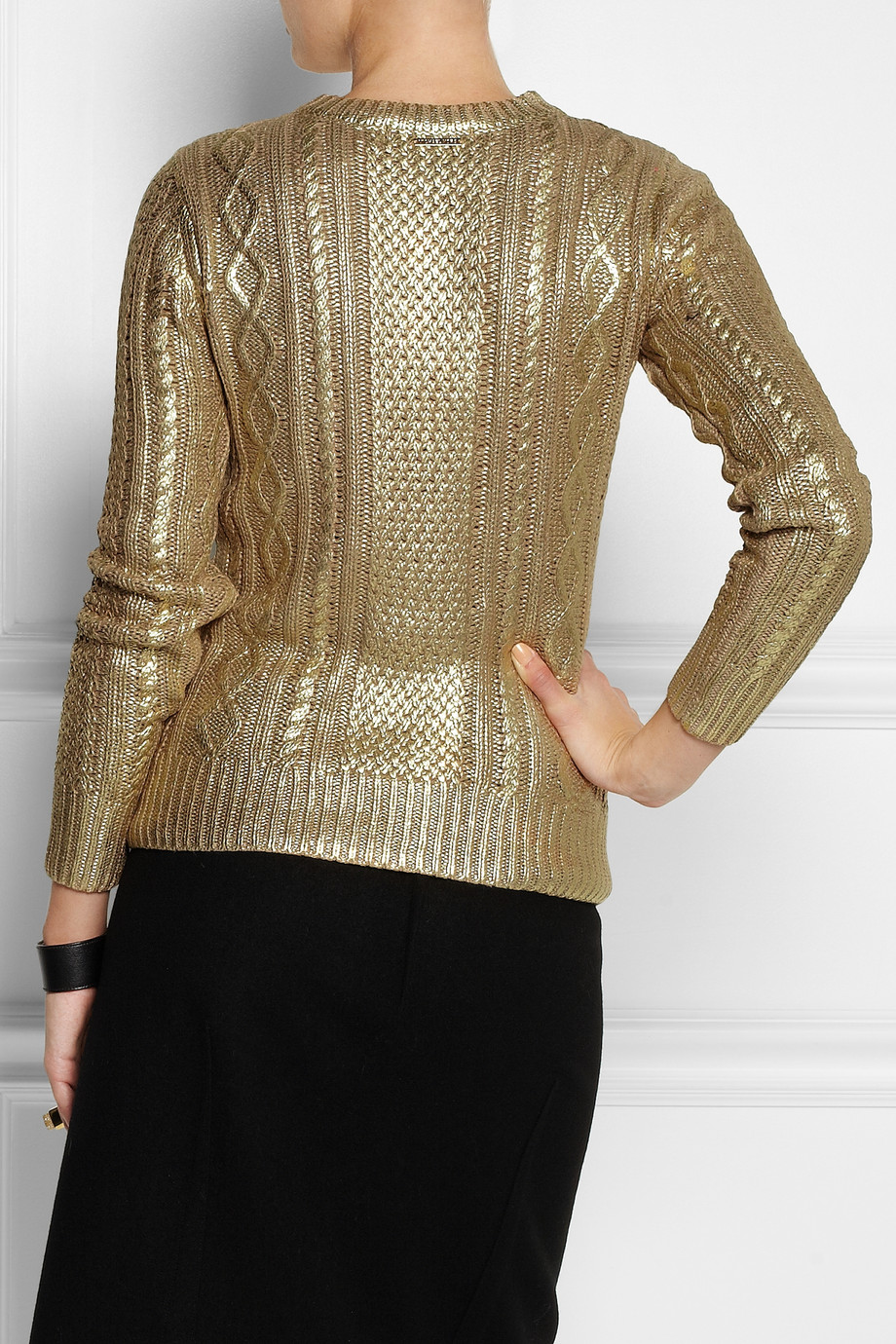 MICHAEL Michael Kors Metallic Coated Cotton blend Sweater Lyst