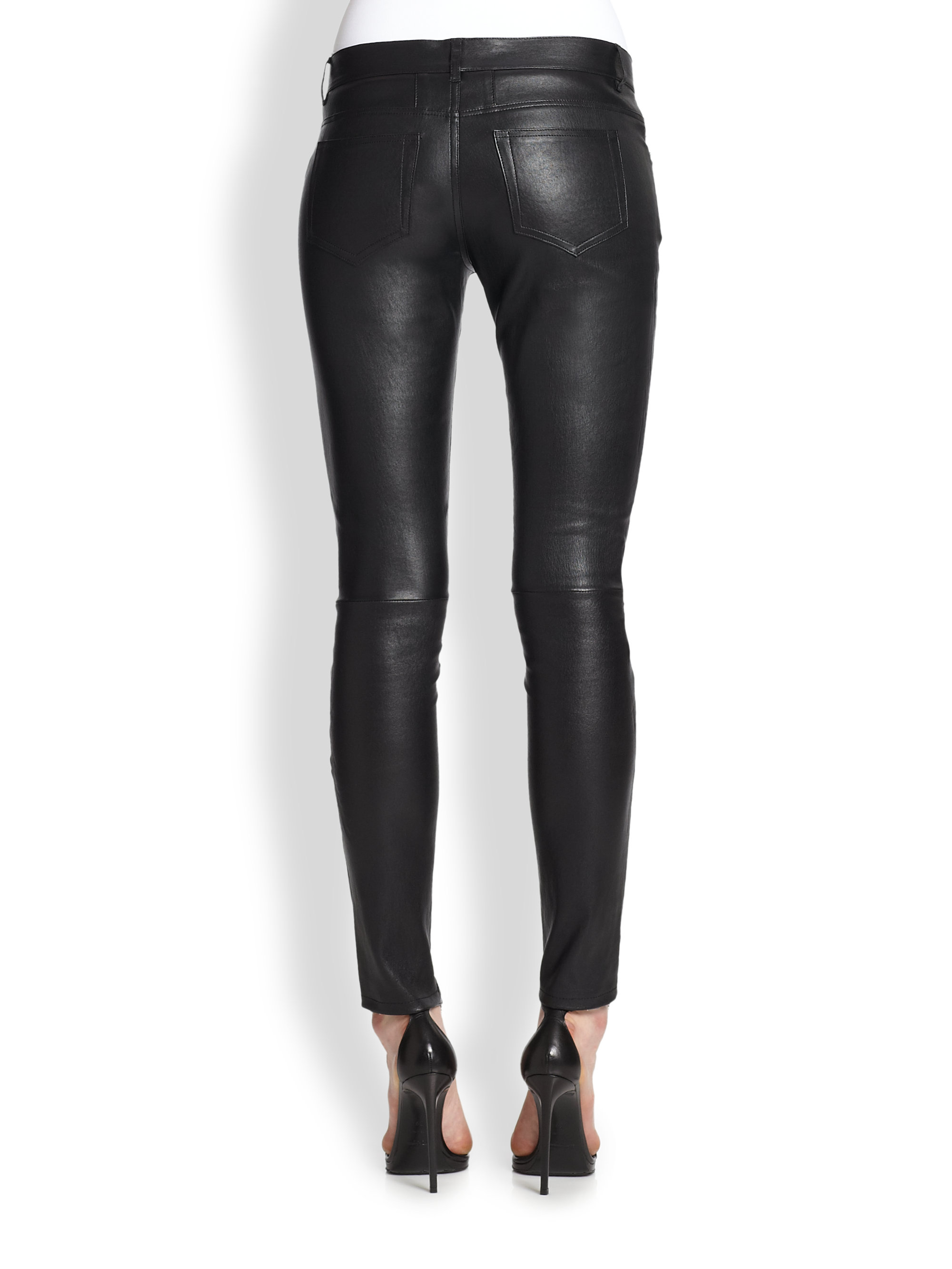 Lyst Saint Laurent Faux Leather Fivepocket Pants in Black