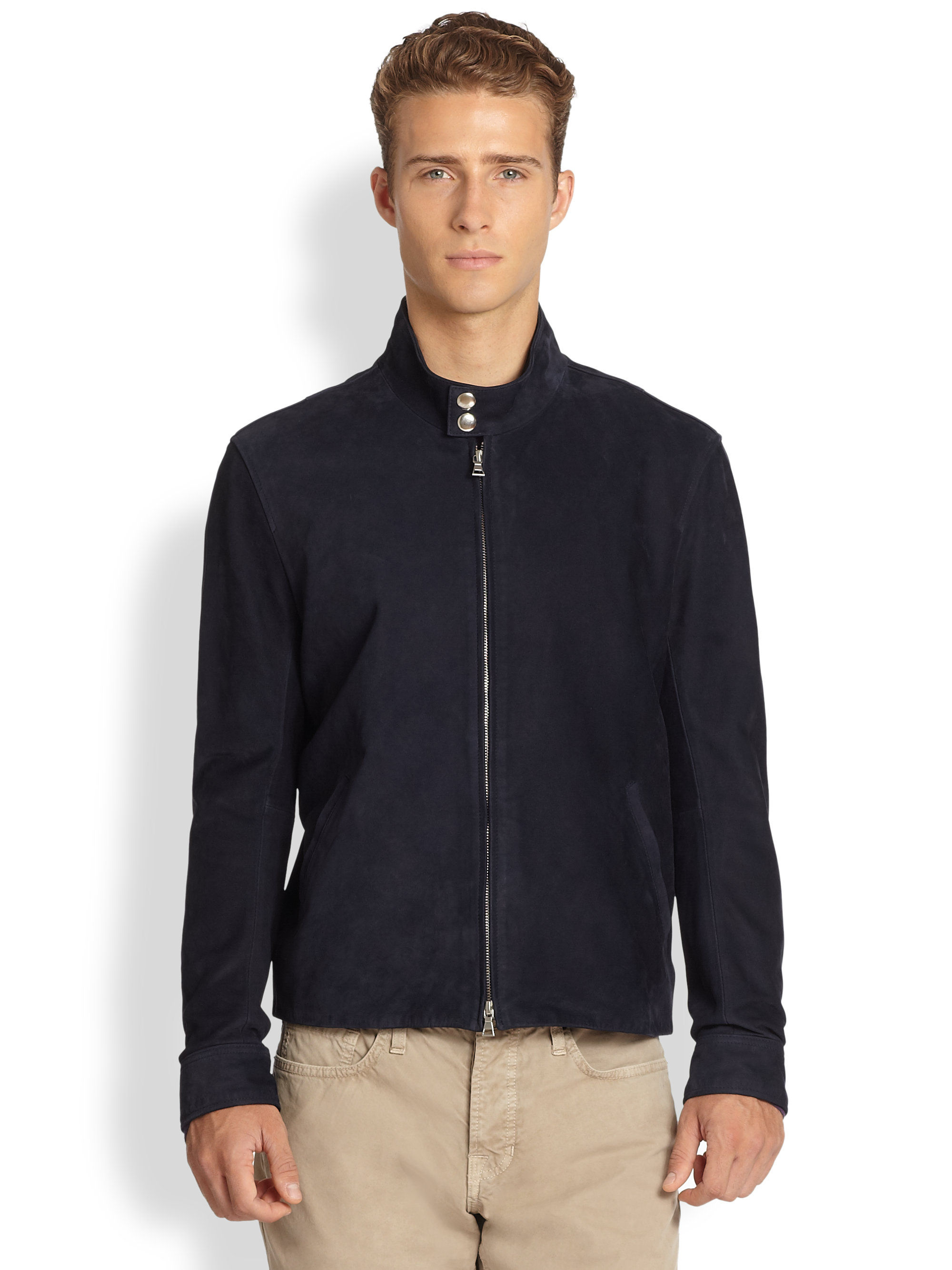 Vince Harrington Suede Jacket in Blue for Men Lyst