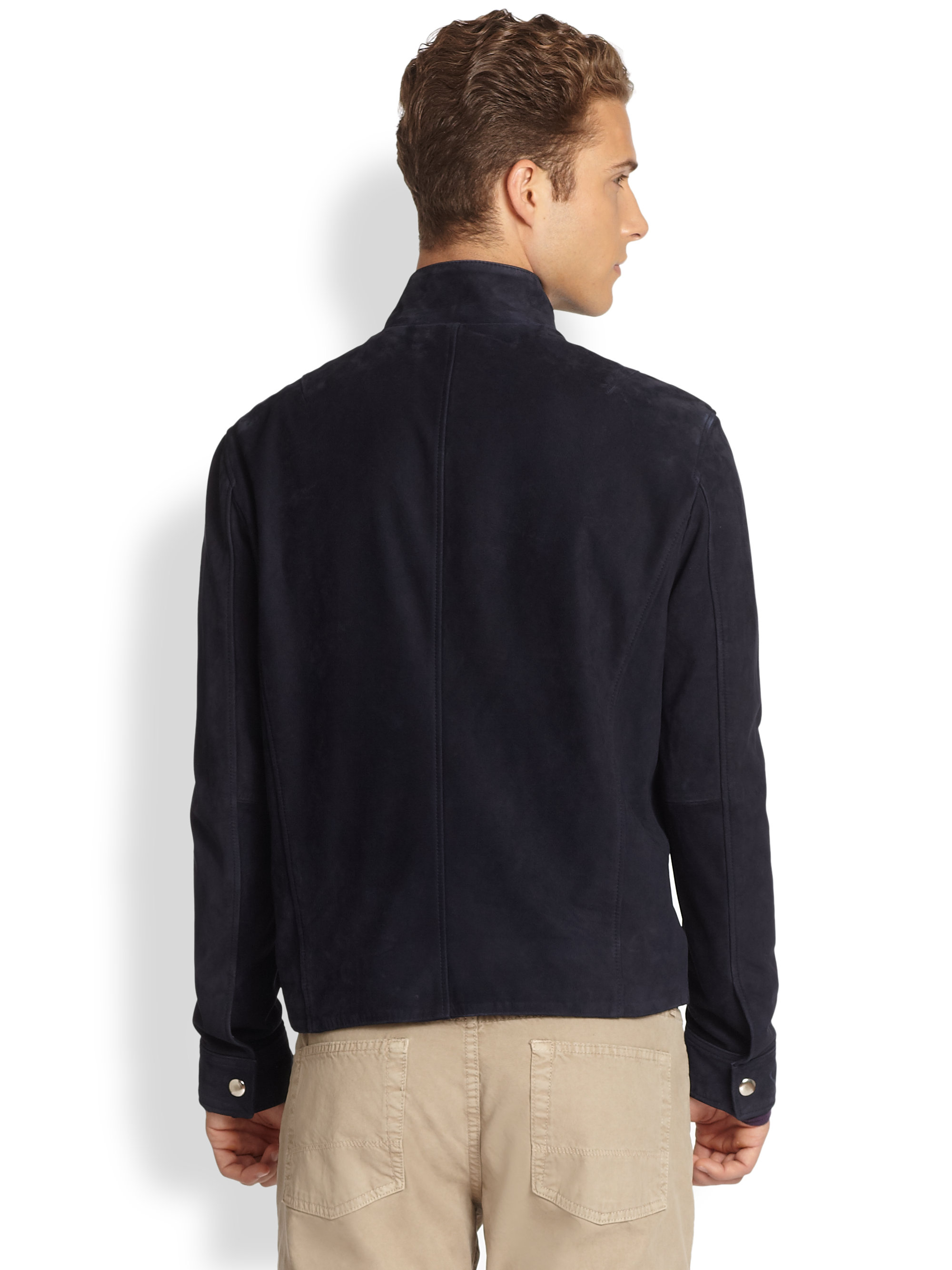 Vince Harrington Suede Jacket in Blue for Men Lyst