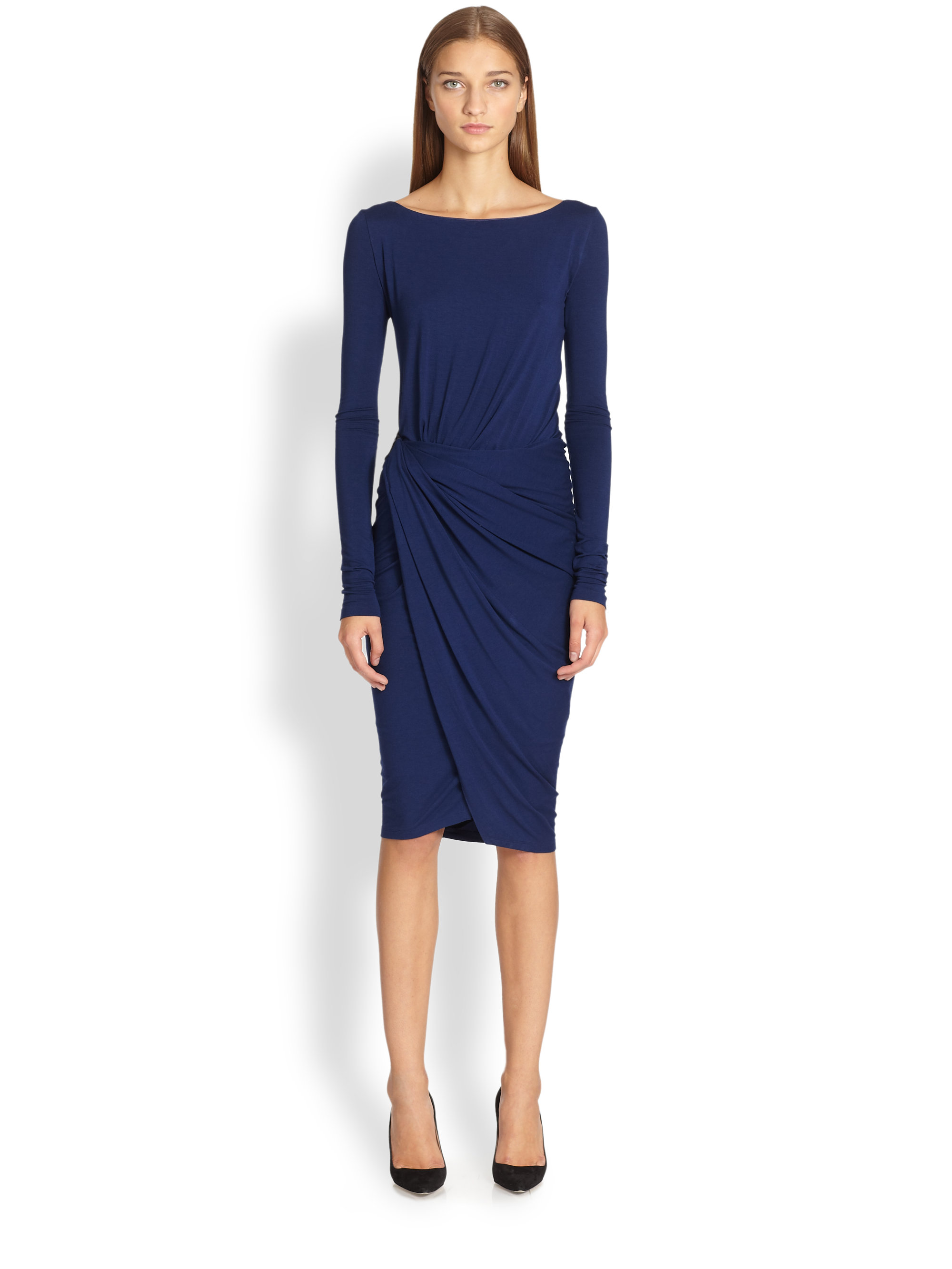 donna karan draped jersey dress